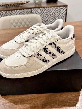 Adidas Breaknet Sleek Sneakers White/Beige Leopard KI2639-Size 8.5W/7M BNIB